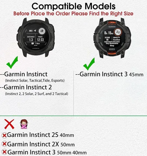 Vista 2 de Correa de metal para Garmin Instinct 3 1.772 in/Instinct 1/2 Solar Watch Bands, correa de repuesto de acero inoxidable sólido para hombre