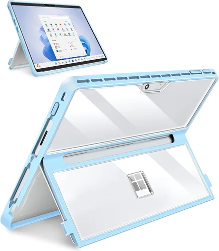 Vista 14 de Funda para Microsoft Surface Pro 11/10/9/8 de 13 pulgadas, con cubierta de soporte, correa de mano, funda resistente todo en uno compatible con Negro