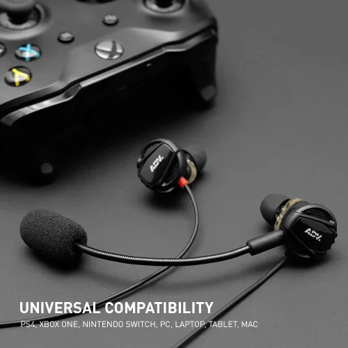 Vista 3 de ADV. NSMO JR - Auriculares para juegos de 2 controladores con doble micrófono desmontable e integrado y control de volumen para juegos móviles