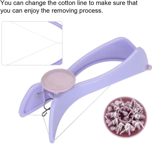 Vista 5 de Eliminación de enhebrado de vello facial, depiladora facial morada, depiladora de depilación ABS cómoda para mujeres (gafas en caja)