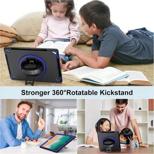Vista 5 de Miesherk Funda para iPad Pro 12.9 de 2ª generación 2017 y 2015 de 1ª generación, resistente y resistente a prueba de golpes con soporte giratorio