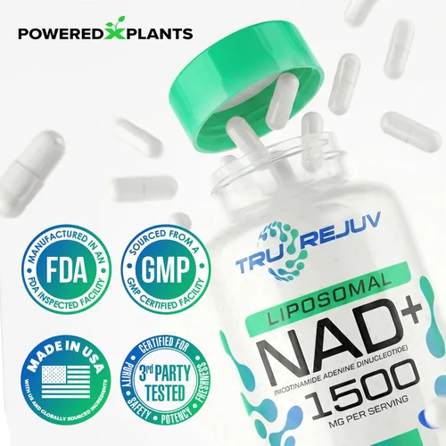 Vista 6 de Suplementos NAD+ con resveratrol 1500 mg - Suplemento alternativo liposomal Nad Plus que potencia NMNH para hombres y mujeres - Apoya la salud