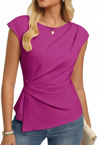 Vista 18 de GRACE KARIN Tops de verano 2026 para mujer, camisa elegante con peplum
