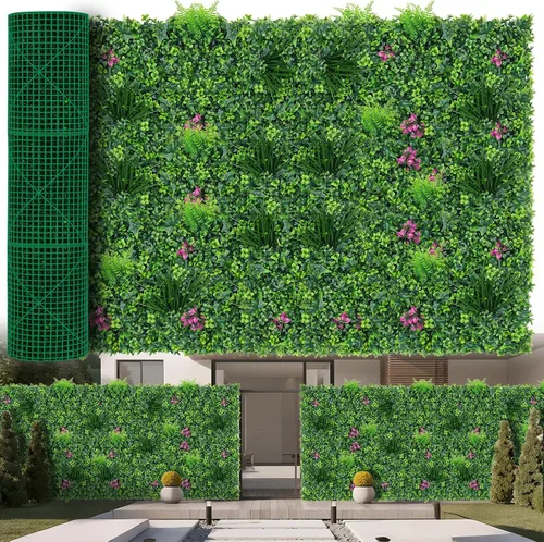 Vista 10 de Yangrass Paneles de Pared de Césped, 40"x120" (33.33 pies cuadrados) Rollo de Seto de Boj Artificial Pantalla de Privacidad, Decoración de Pared