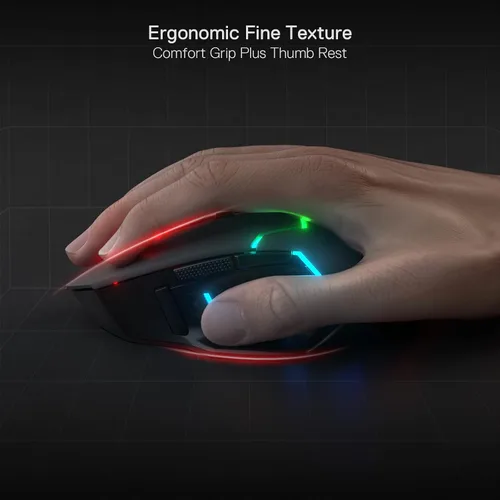 Vista 7 de Redragon M690 PRO - Mouse inalámbrico para juegos 8000 DPI con cable y llave de disparo rápido 8 botones macro diseño ergonómico para PC Maclaptop
