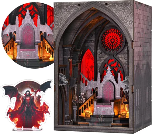 Vista 12 de MiniCity Kits de Rincón de Libros DIY para Adultos, Kit de Rincón de Libros en Miniatura para Casa de Muñecas, Rompecabezas de Madera 3D