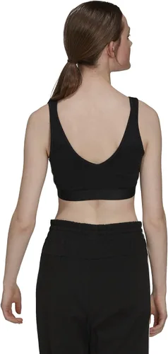 Vista 2 de adidas Top corto Essentials de 3 rayas para mujer con almohadillas extraíbles