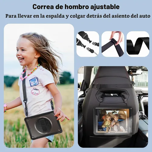 Vista 6 de ProCase Funda Resistente para iPad de 9ª/8ª/7ª Generación de 10.2 Pulgadas 2021/2020/2019 Funda, Cubierta Resistente de Servicio Pesado a Prueba