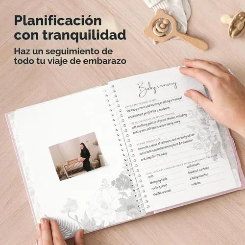 Vista 6 de Diario de embarazo, anuncios de embarazo, libro de tapa dura de 80 páginas Rubor