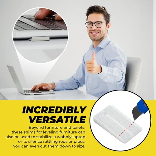 Vista 6 de Qualihome Cuñas de plástico de nailon para nivelar – Cuñas de plástico transparente para muebles del hogar, inodoro, cama, cuñas de mesa