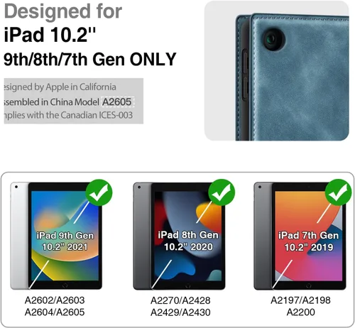 Vista 2 de Antbox Funda para iPad de 9ª generación (2021) iPad de 8ª/7ª generación con soporte para lápiz Función de reposo/encendido automático de cuero PU