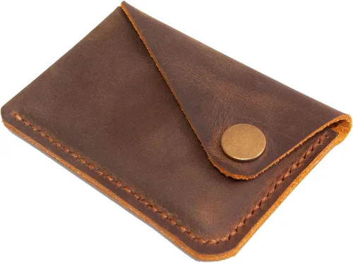 Vista 4 de Cartera de cuero personalizada, billetera delgada, billetera de cuero, billetera mínima, billetera de bolsillo frontal, tarjetero de crédito