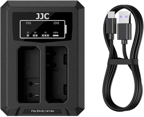 Vista 12 de JJC BLX-1 Cargador de batería USB de doble ranura para cámaras Olympus OM-1 Mark II OM1 OM-3 OM3, cable de carga USB a USBC, con protección contra