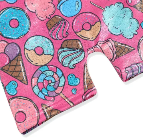 Vista 19 de HOZIY Leotardos de gimnasia para niñas, trajes de ciclismo con patrón adorable brillante