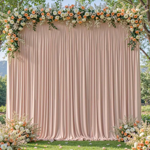 Vista 14 de Cortinas de fondo azul bebé de 8 x 10 pies para bodas, cortinas de fondo de poliéster sin arrugas, para baby shower, fiestas de cumpleaños