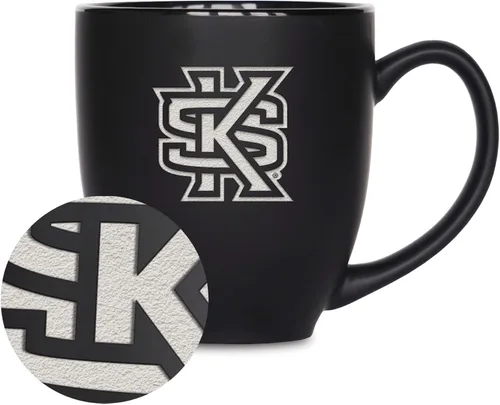 Vista 459 de Rico Industries - Taza de cerámica mate negra con grabado láser estándar de 15oz para NCAA (escuelas T & U) - Para bebidas calientes o frías