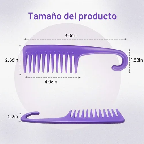 Vista 2 de Wapodeai Peine de dientes anchos para desenredar el cabello