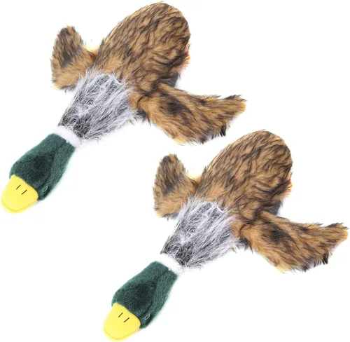 Vista 6 de JKW Peluche y peluche de pato mallardo, juguetes chirriantes para perros medianos y grandes, 16 pulgadas, 1 paquete