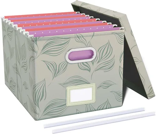 Vista 40 de Oterri Organizador de Archivos, Caja de Archivos, Gabinete de Archivos para Almacenamiento de Carpetas de Archivos Tamaño Carta, Organizador