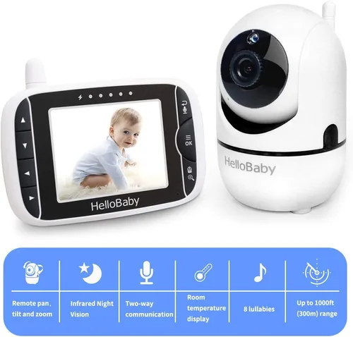 Vista 2 de HelloBaby Monitor de bebé de 3.2" con cámara y audio, sin WiFi