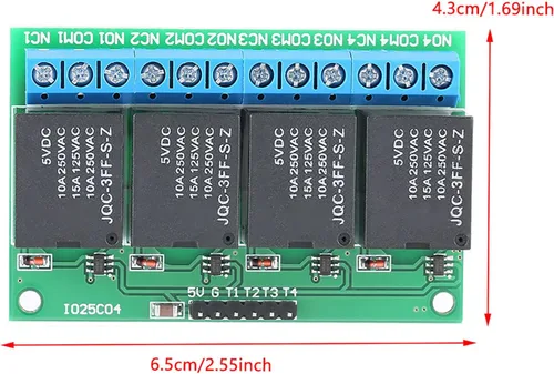 Vista 2 de Módulo de relé 5V 4 canales Flip Flop Relé biestable Módulo de relé de autobloqueo para controlar motores de CC válvulas solenoides
