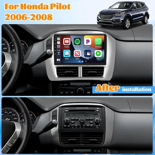 Vista 2 de [DSP y EQ] Radio de coche 2+64G para Honda Pilot 2006-2008 con Carplay inalámbrico/Android Auto, pantalla táctil de 9 pulgadas para estéreo de auto