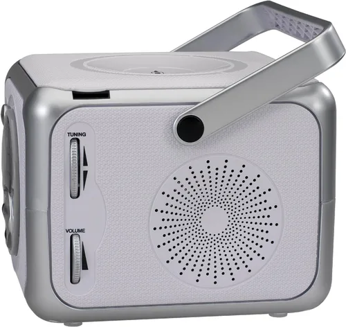 Vista 2 de Jensen FM Stereo CD555 Bluetooth Boombox, plata, 7.00 x 9.75 x 6.00 pulgadas