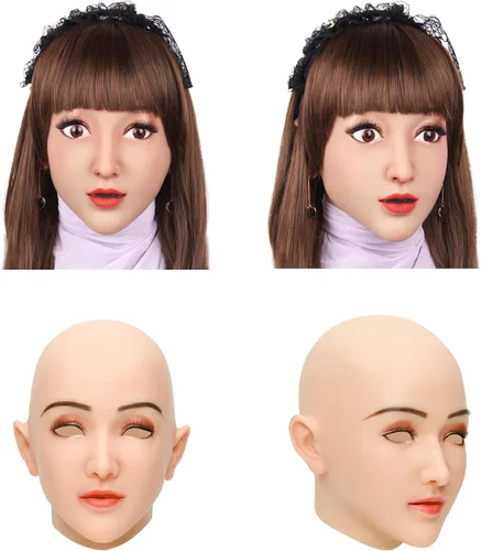 Vista 2 de Cyomi Máscara femenina realista de silicona de alta elasticidad para cosplay, Halloween, sorpresa, crossdresser transgénero