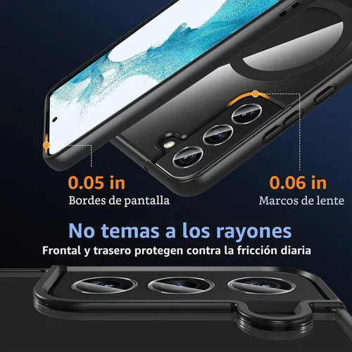 Vista 6 de Hensinple Funda Magnética para Samsung Galaxy S22, Funda para Teléfono Galaxy S22 [Compatible con MagSafe], Cubierta Magnética Transparente