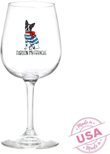Vista 2 de Pardon My Frenchie - Copa de vino y cóctel de 13 onzas, para los amantes de los perros y del bulldog francés, regalo lindo y divertido para mamá