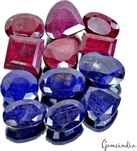 Vista 2 de gemsindia 1425 quilates natural rubí zafiro mezcla forma de Madagascar piedras preciosas lote 12 piezas tamaño 1.142-1.457in, Gema, Esmeralda, rubí