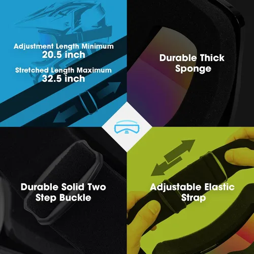 Vista 5 de MAMBAOUT Gafas de motocross para adultos, paquete de 2 gafas de motocicleta ATV para hombres y mujeres, gafas de visión amplia para montar fuera