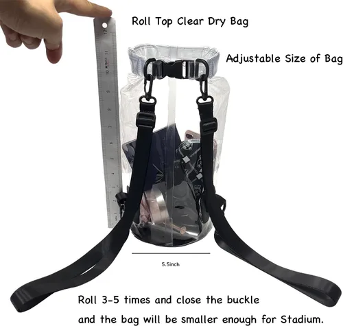 Vista 5 de Bolsa transparente aprobada para estadios, resistente al agua, bolsa cruzada, bolsa transparente seca para conciertos, museo, deportes