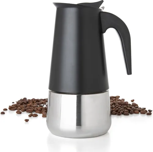 Vista 12 de Mixpresso Cafetera Espresso Greca Negra para Estufa de 6 Tazas 300ml/10oz, Olla Moka con Diseño de Percolador de Café, Cafetera de Acero Inoxidable
