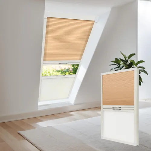 Vista 29 de Persianas de tragaluz con bloqueo de luz para techo, persianas celulares sin cables, aislamiento térmico, persianas de panal para techo, ventanas