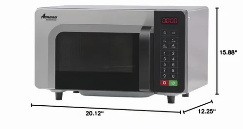 Vista 4 de Amana RMS10TSA Horno microondas comercial de encimera de alta resistencia de 1000 vatios con controles de botón para restaurante bufé catering 0.8