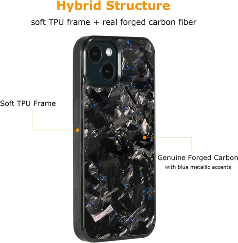 Vista 2 de Grip Series - Funda para iPhone 15 con fibra de carbono forjada real, diseño de bordes agarres, compatible con carga inalámbrica, compatible