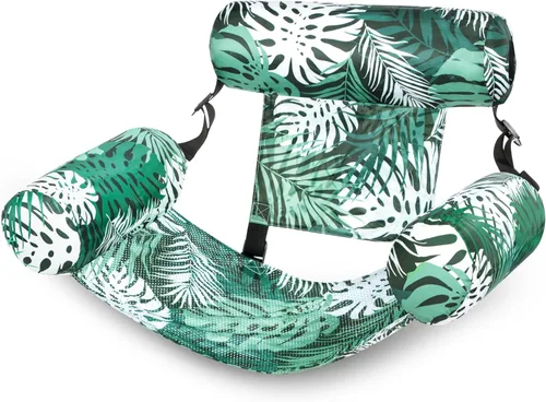 Vista 12 de Sloosh Sillas flotantes de piscina para adultos, sillas inflables de piscina, hamaca flotante con patrón de plantas para adultos, flotadores