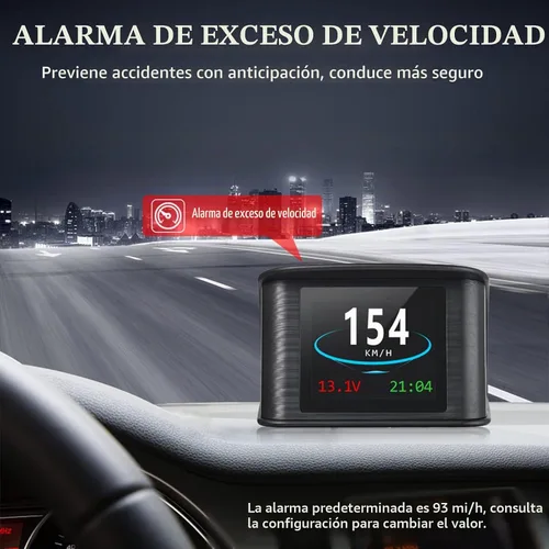 Vista 6 de Pantalla frontal inteligente, pantalla universal GPS de 2.2 pulgadas con pantalla de velocidad, altitud, voltaje, reloj y más alarma