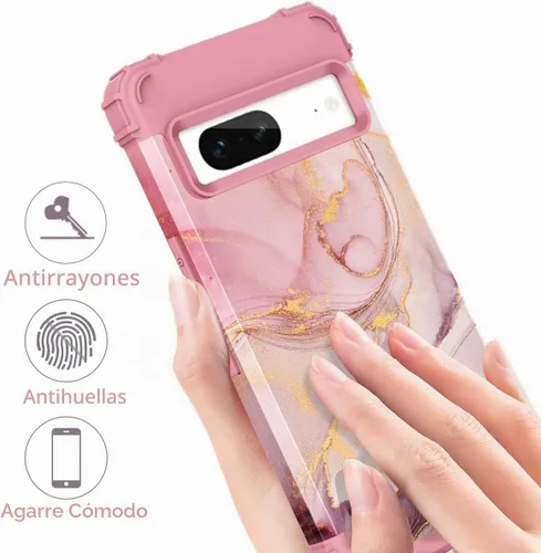 Vista 5 de Funda para Pixel 7, funda para Google Pixel 7, mármol rosa dorado