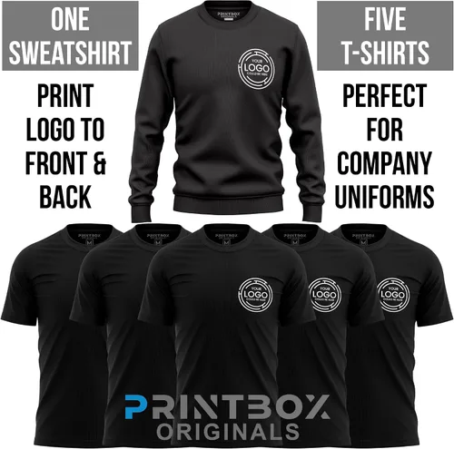 Vista 2 de Uniformes de trabajo personalizados, paquete de 5 camisetas y 1 sudadera, camisas personalizadas para hombre, suéter de empresa pequeña con logotipo