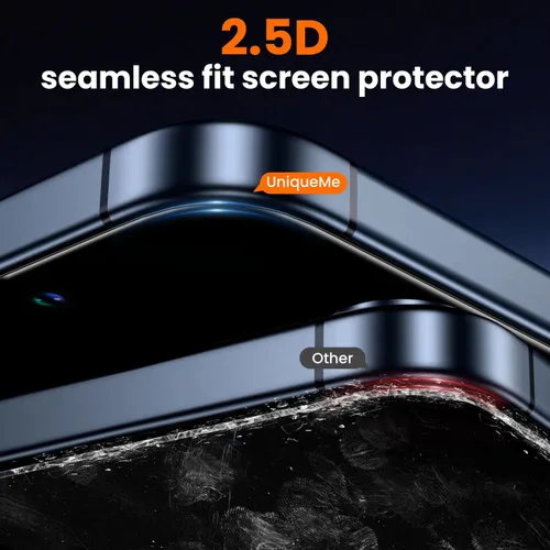 Vista 5 de UniqueMe Protector de pantalla para iPhone 15 – [Grado militar inastillable y dureza 9H+] Protector de pantalla 15 vidrio templado, protección