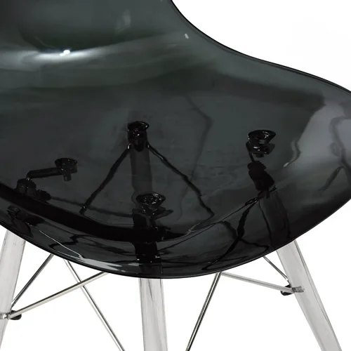 Vista 6 de LeisureMod Cresco - Silla de comedor moldeada moderna con base Eiffel cromada y patas de soporte acrílicas en forma de X, silla auxiliar ergonómica