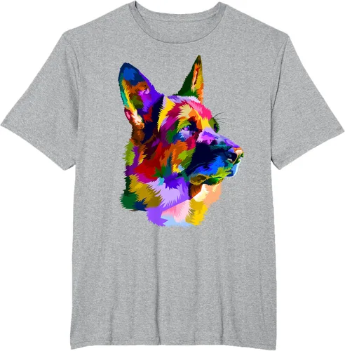 Vista 84 de Camiseta con retrato de pastor alemán para dueños de perros, Negro, S