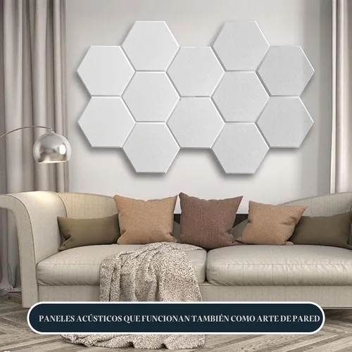 Vista 4 de Paquete de 15 paneles hexagonales de espuma a prueba de sonido para paredes, paneles acústicos de 12" x 11" x 0.35" de alta densidad que absorben