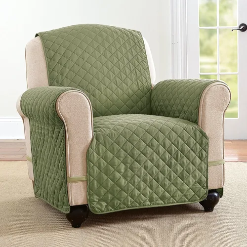 Vista 2 de Collections Etc - Funda protectora reversible, acolchada y resistente a derrames para mobiliario con lazos - Cubre el fondo del asiento, el respaldo