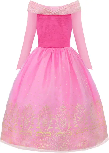 Vista 4 de knemmy Princess Dress Up Costume Aorura Dress for Girls Halloween Cosplay Christmas Birthday Party Dress Pink