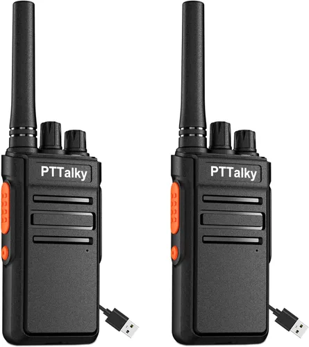 Vista 9 de Walkie Talkies FR1, radio recargable de 2 vías para adultos, mini 16 canales FRS manos libres con cargador USB-C para familia, escuela, iglesia