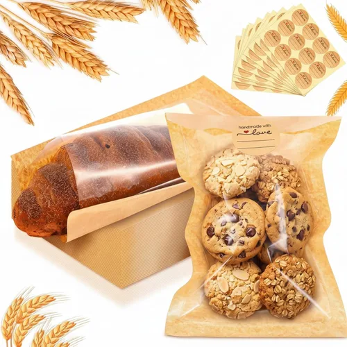 Vista 10 de Outus 100 bolsas de empaque para galletas con sello, bolsas de panadería de 3 x 3 pulgadas con ventana, papel resistente a la grasa termosellable