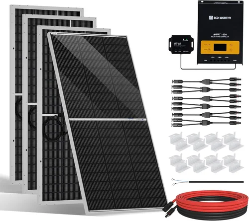 Vista 9 de ECO-WORTHY Kit de panel solar premium de 400 vatios y 12 voltios: 4 piezas de panel solar de 100 W + controlador de carga MPPT de 40 A + módulo
